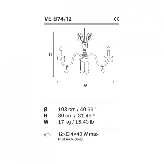 Люстра Masiero Bohemia VE 874/12 Cut