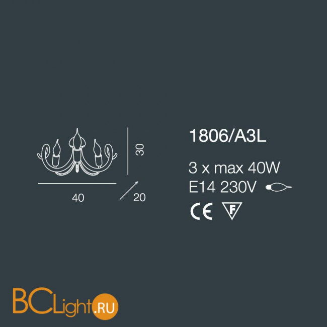 Бра Bellart Vanity 1806/A3L 05/V01