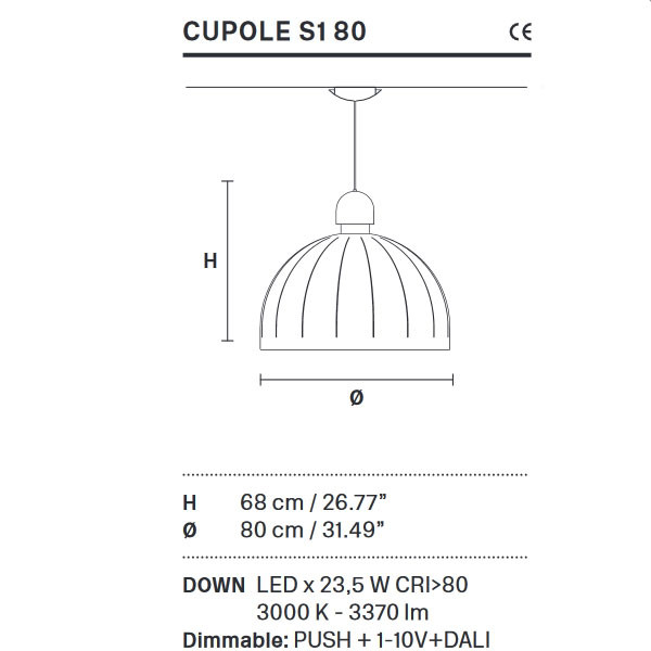 Подвесной светильник Masiero Cupole S1 80 V91 Подвесной светильник Masiero Cupole S1 80 V91