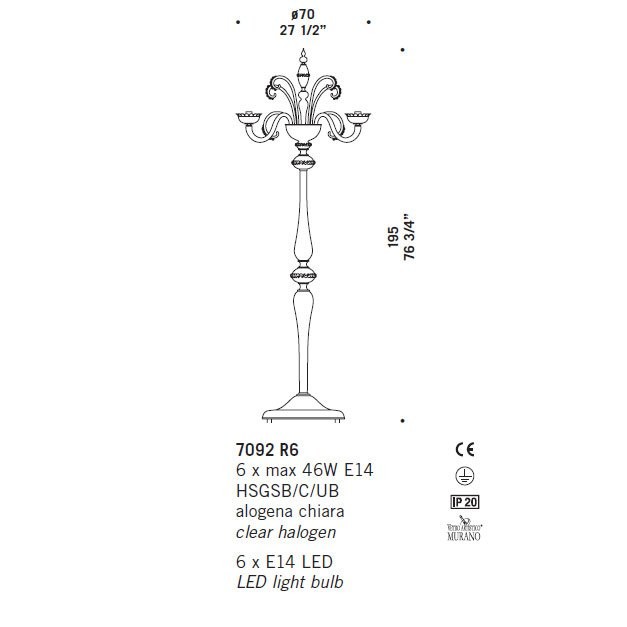 Торшер De Majo 7092 R6 070920R06 Торшер De Majo 7092 R6 070920R06
