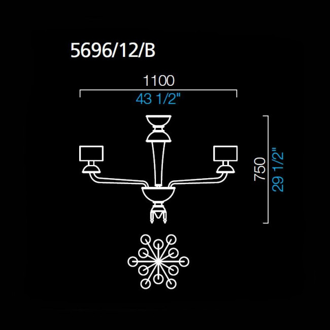 Люстра Barovier&Toso Premiere Dame 5696/12/B/RS/NN