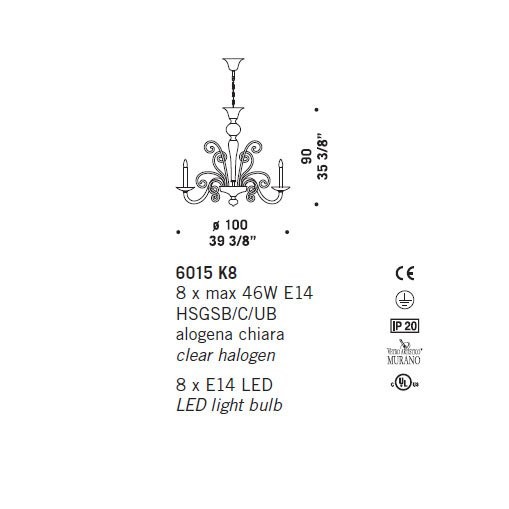 Люстра De Majo 6015 K8 060150K08 cristallo Люстра De Majo 6015 K8 060150K08 cristallo