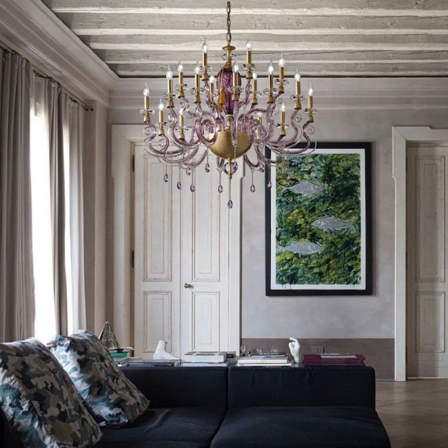 Люстра Euroluce Iside L12+6 Gold Wisteria Люстра Euroluce Iside L12+6 Gold Wisteria