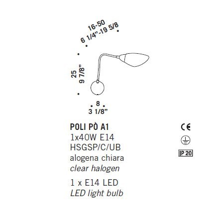 Бра De Majo POLI PO A1 0POLI0A-1 satined blue Бра De Majo POLI PO A1 0POLI0A-1 satined blue