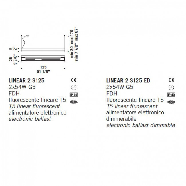 Подвесной светильник De Majo LINEAR 2 S125ED 0LINE0S23 Подвесной светильник De Majo LINEAR 2 S125ED 0LINE0S23