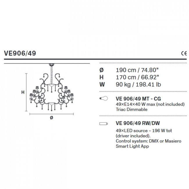 Люстра Masiero Maria Teresa VE 906/49 DW HALF CUT
