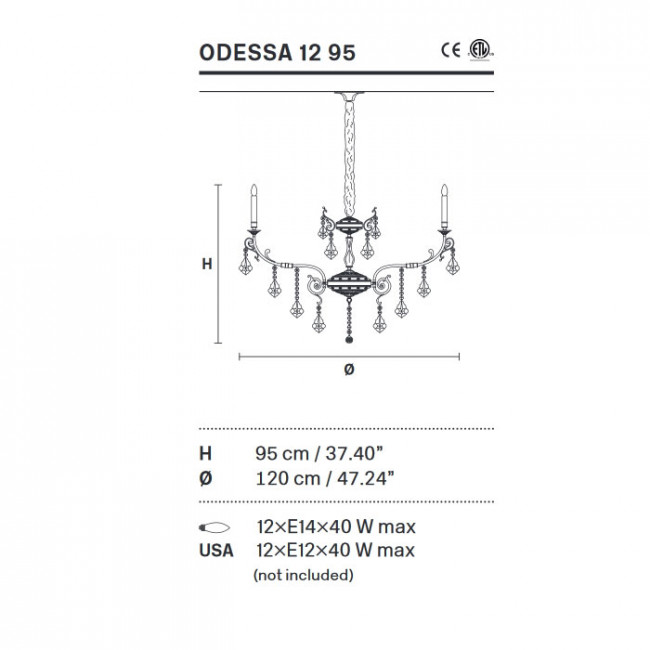 Люстра Masiero Odessa 12 95 G03 Cut Люстра Masiero Odessa 12 95 G03 Cut