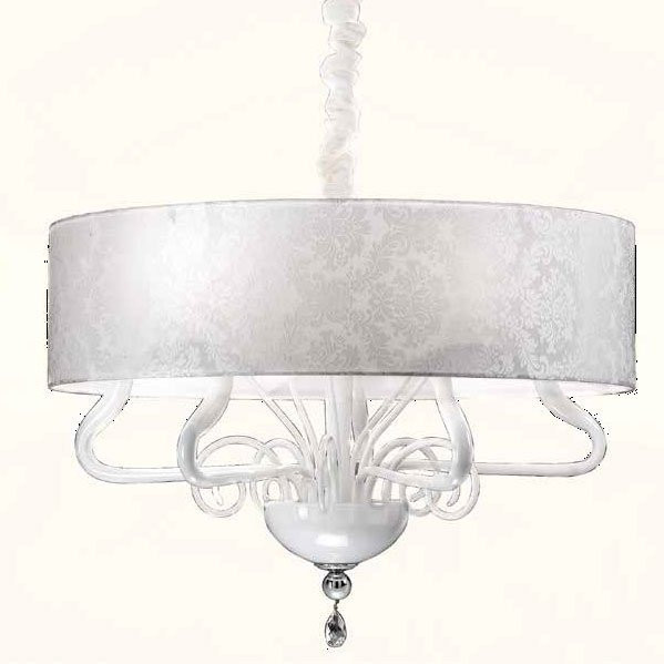 Люстра Renzo Del Ventisette Contemporary L 14457/5 CP B DEC. MURANO BIANCO + CROMO M MM Люстра Renzo Del Ventisette Contemporary L 14457/5 CP B DEC. MURANO BIANCO + CROMO M MM