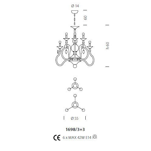 Люстра Sylcom Impero 1698/3+3 D FU Люстра Sylcom Impero 1698/3+3 D FU