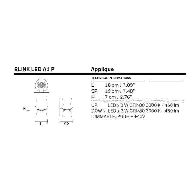 Настенный светильник Masiero Blink LED A1 P V95 CUT CRYSTAL Настенный светильник Masiero Blink LED A1 P V95 CUT CRYSTAL