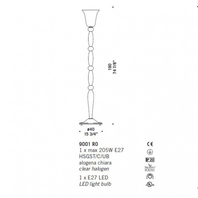 Торшер De Majo 9001 R0 090010R00 Торшер De Majo 9001 R0 090010R00