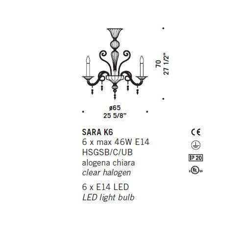 Люстра De Majo SARA K6 0SARA0K07 Люстра De Majo SARA K6 0SARA0K07