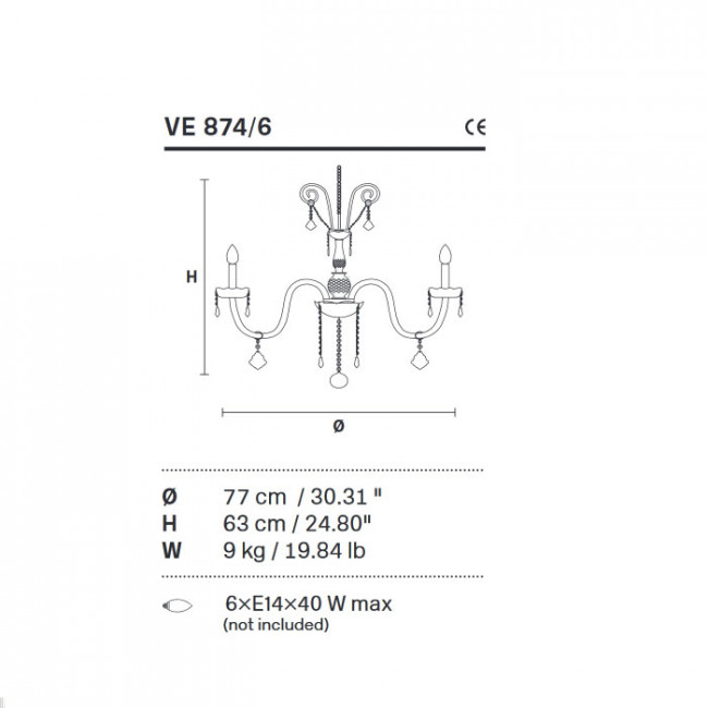 Люстра Masiero Bohemia VE 874/6 Cut