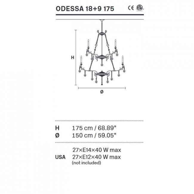 Люстра Masiero Odessa 18+9 175 G21 Cut Люстра Masiero Odessa 18+9 175 G21 Cut