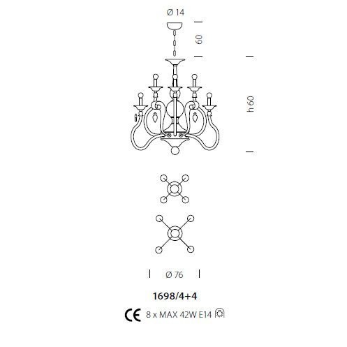 Люстра Sylcom Impero 1698/4+4 ARG AV Люстра Sylcom Impero 1698/4+4 ARG AV