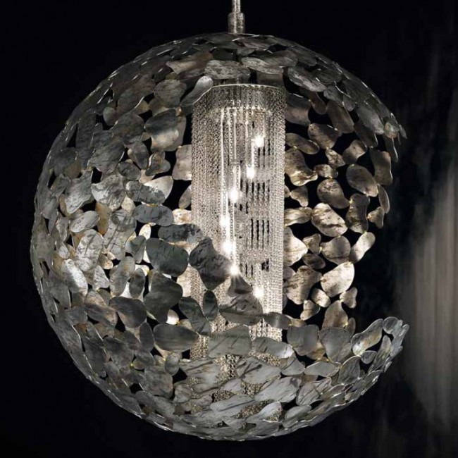 Потолочный светильник IDL Twister 509/8 silver corten with chromed chains Потолочный светильник IDL Twister 509/8 silver corten with chromed chains