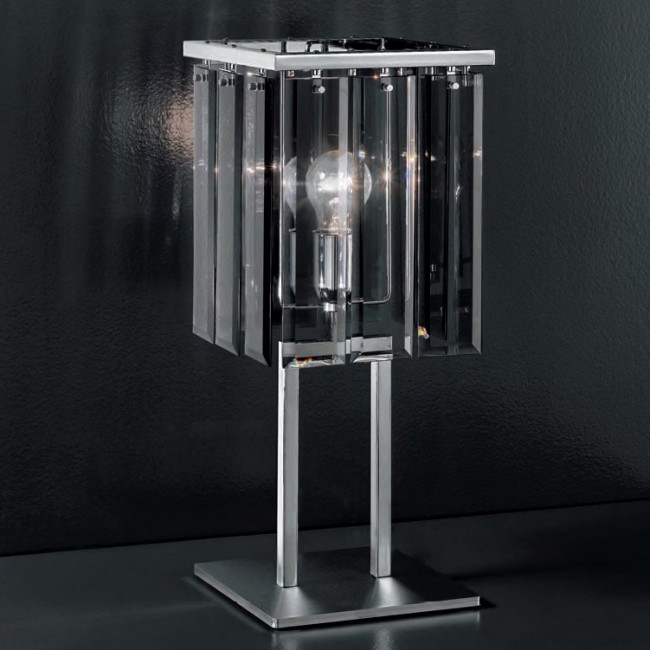 Настольная лампа IDL Roma 359/1L chrome / smoke grey with engraving Настольная лампа IDL Roma 359/1L chrome / smoke grey with engraving