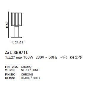 Настольная лампа IDL Roma 359/1L chrome / smoke grey with engraving Настольная лампа IDL Roma 359/1L chrome / smoke grey with engraving