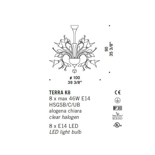 Люстра De Majo TERRA K8 0TERR0K08 Люстра De Majo TERRA K8 0TERR0K08