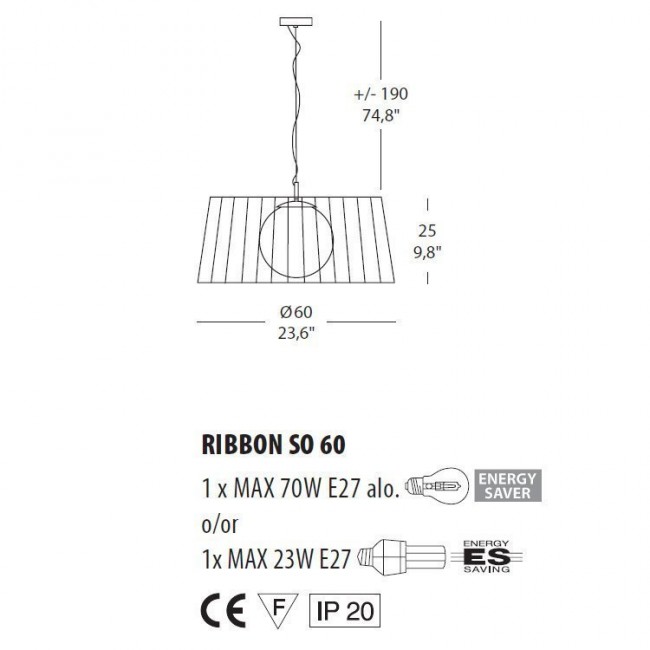 Подвесной светильник Morosini Ribbon SO 60 0480SO08MKIN