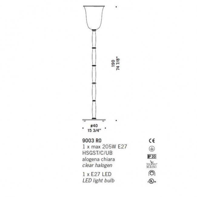 Торшер De Majo 9003 R0 090030R00 Торшер De Majo 9003 R0 090030R00