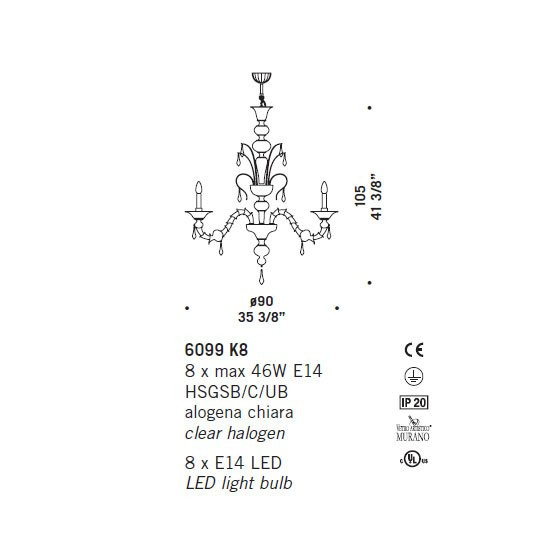 Люстра De Majo 6099 K8 060990K08 black Люстра De Majo 6099 K8 060990K08 black