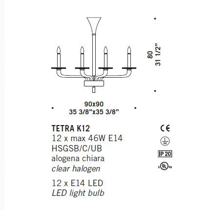 Люстра De Majo TETRA K12 0TETR0K12 Люстра De Majo TETRA K12 0TETR0K12