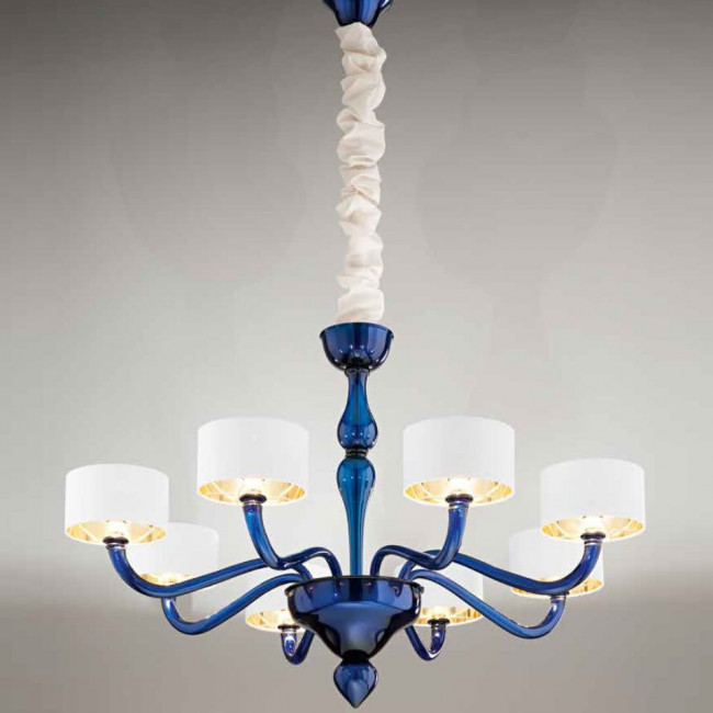 Люстра Renzo Del Ventisette Contemporary L 14552/8 CP DEC. MURANO BLU AVIO + 0Z Люстра Renzo Del Ventisette Contemporary L 14552/8 CP DEC. MURANO BLU AVIO + 0Z