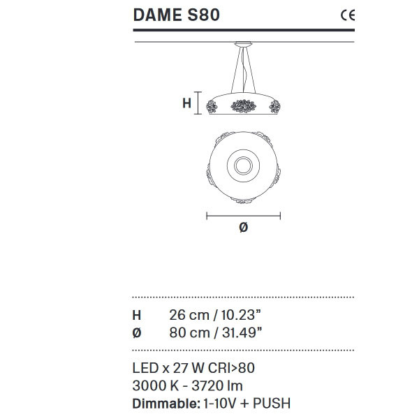 Подвесной светильник Masiero Dame S80 F01 Подвесной светильник Masiero Dame S80 F01