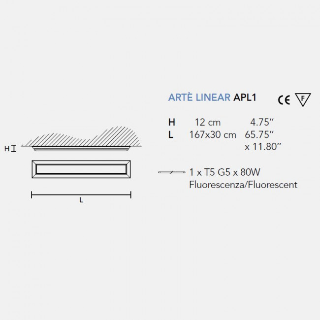 Настенно-потолочный светильник Masiero Arte LED Linear APL1 REB-S