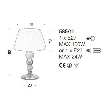 Настольная лампа IDL Vanity 585/1L black nickel / white plisse Настольная лампа IDL Vanity 585/1L black nickel / white plisse