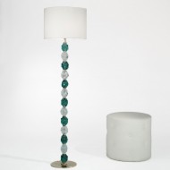 Торшер IDL Charme 600/13P pure steel with green+transp Murano glass / ivory chinette Торшер IDL Charme 600/13P pure steel with green+transp Murano glass / ivory chinette