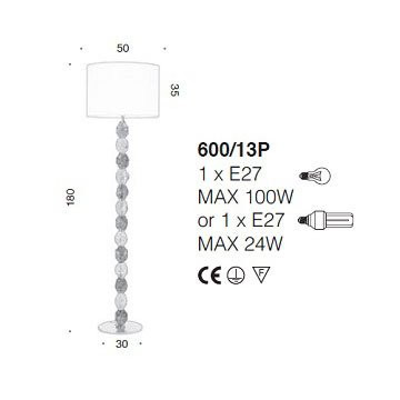 Торшер IDL Charme 600/13P pure steel with green+transp Murano glass / ivory chinette Торшер IDL Charme 600/13P pure steel with green+transp Murano glass / ivory chinette