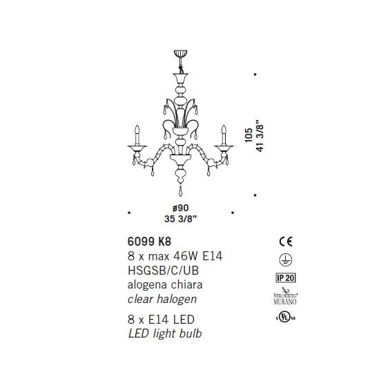 Люстра De Majo 6099 K8 060990K08 red Люстра De Majo 6099 K8 060990K08 red