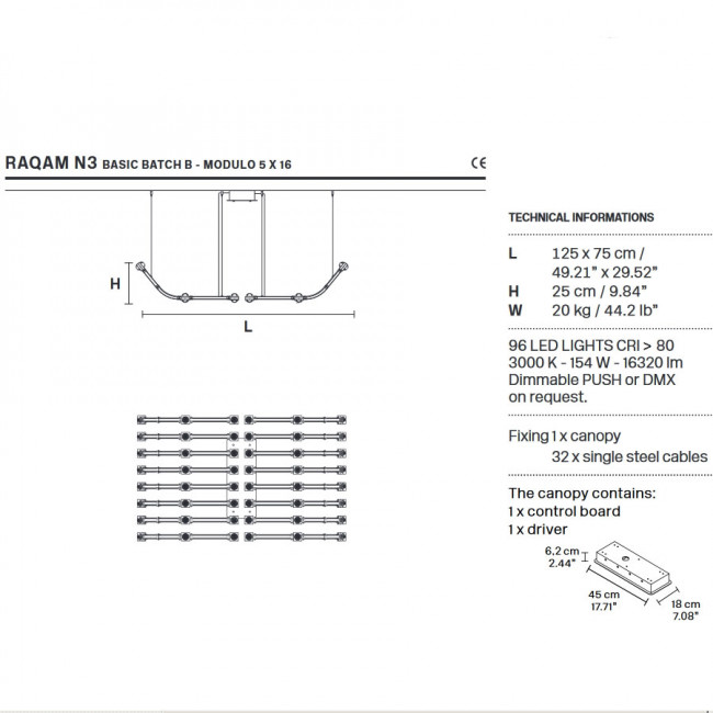 Подвесной светильник Masiero Raqam N3 BASIC BATCH B - MODULO 5 X 16 CH TR Подвесной светильник Masiero Raqam N3 BASIC BATCH B - MODULO 5 X 16 CH TR