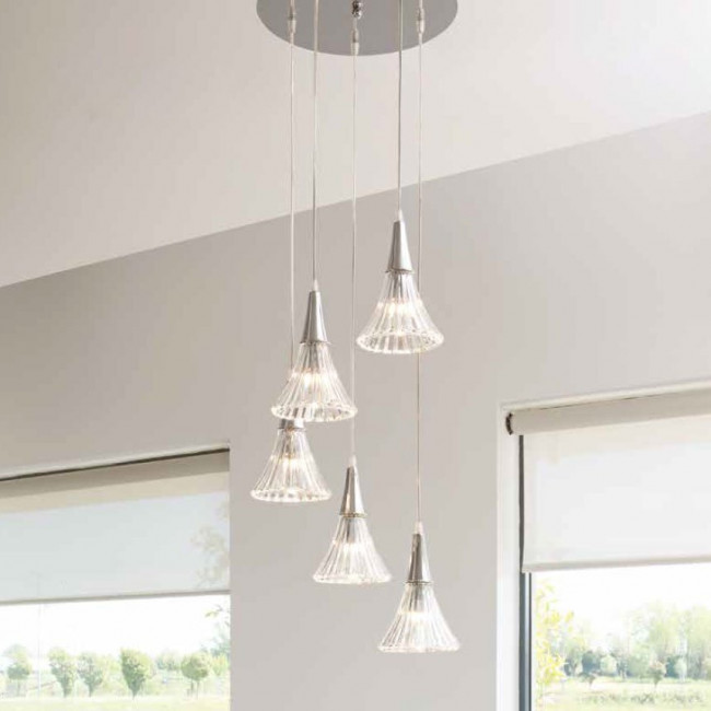 Подвесной светильник Renzo Del Ventisette Ohlala L14490/5 DEC. CROMO CRISTALLO TRASPARENTE Подвесной светильник Renzo Del Ventisette Ohlala L14490/5 DEC. CROMO CRISTALLO TRASPARENTE