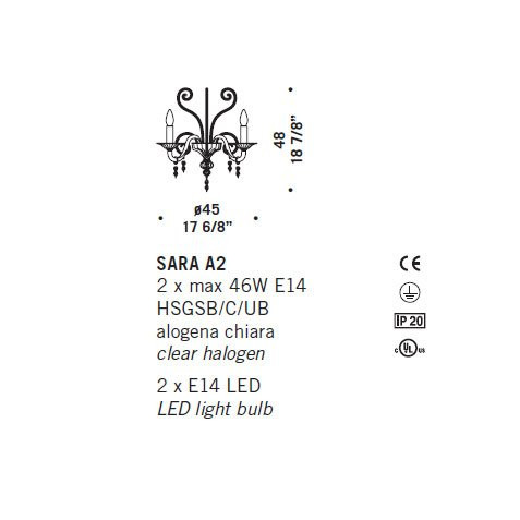 Бра De Majo SARA A2 0SARA0A22 Бра De Majo SARA A2 0SARA0A22