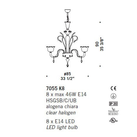 Люстра De Majo 7055 K8 070550K08 green Люстра De Majo 7055 K8 070550K08 green