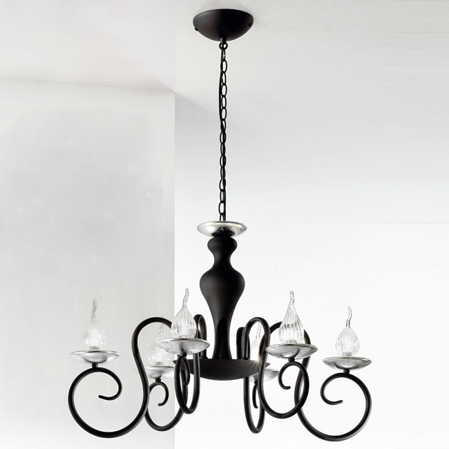 Люстра IDL Deco 461/6OVAL velvet black with silver leaf Люстра IDL Deco 461/6OVAL velvet black with silver leaf