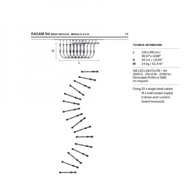 Подвесной светильник Masiero Raqam N4 BASIC BATCH B - MODULO 4 X 16 CH TR Подвесной светильник Masiero Raqam N4 BASIC BATCH B - MODULO 4 X 16 CH TR