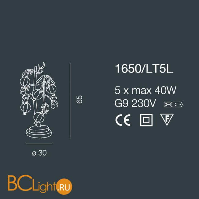 Настольная лампа Bellart Ametista 1650/LT5L 03/V09