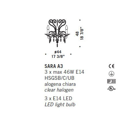Бра De Majo SARA A3 0SARA0A32 Бра De Majo SARA A3 0SARA0A32