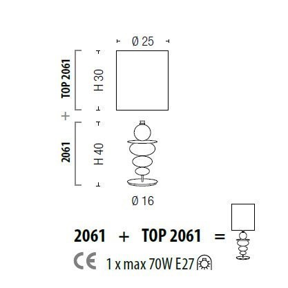 Настольная лампа Sylcom Igloo 2061 K BL + TOP 2061 BIA
