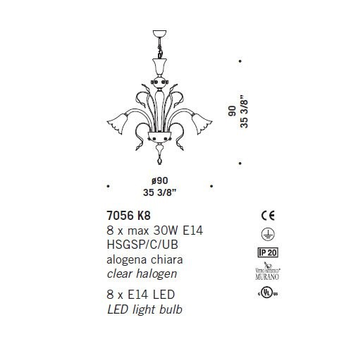Люстра De Majo 7056 K8 070560K08 ruby Люстра De Majo 7056 K8 070560K08 ruby