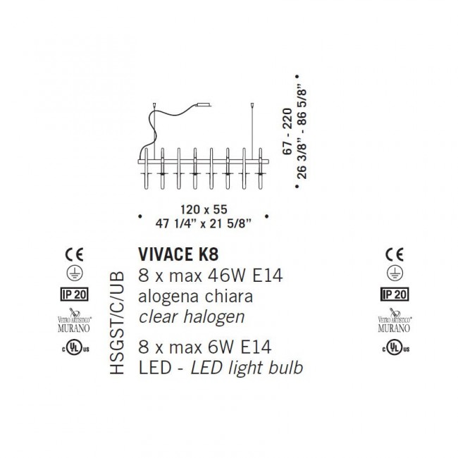 Люстра De Majo VIVACE K8 0VICE0K09 Люстра De Majo VIVACE K8 0VICE0K09