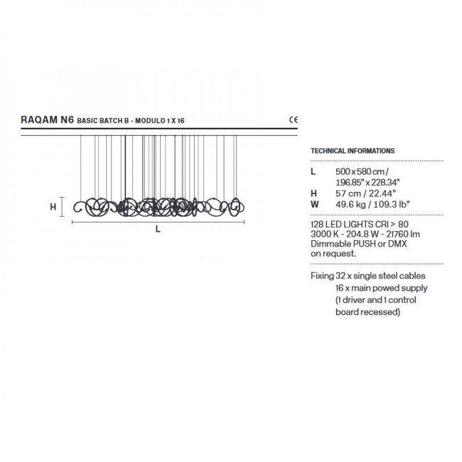 Подвесной светильник Masiero Raqam N6 BASIC BATCH B - MODULO 1 X 16 CH TR Подвесной светильник Masiero Raqam N6 BASIC BATCH B - MODULO 1 X 16 CH TR