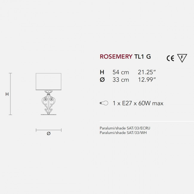 Настольная лампа Masiero Rosemery TL1G /V97/ SAT/33/WH Настольная лампа Masiero Rosemery TL1G /V97/ SAT/33/WH