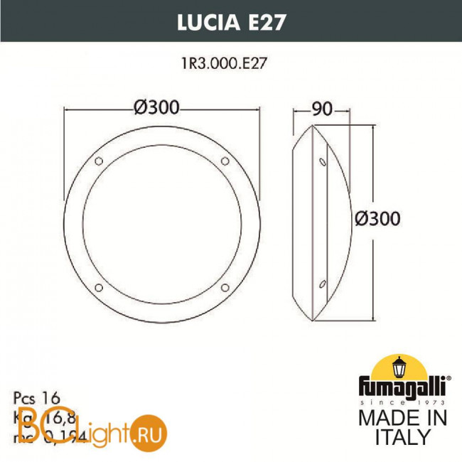 Уличный настенный светильник Fumagalli Lucia 1R3.000.000.WYE27