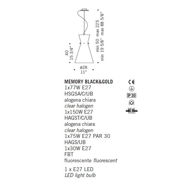 Подвесной светильник De Majo MEMORY BLACK&GOLD 0MEMO0S15 Подвесной светильник De Majo MEMORY BLACK&GOLD 0MEMO0S15