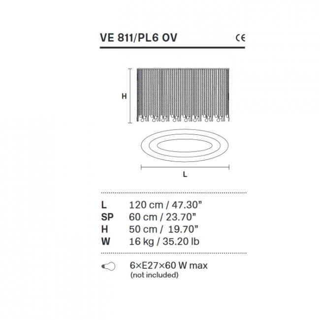 Потолочный светильник Masiero Impero & Deco VE 811/PL6 OV Cut Потолочный светильник Masiero Impero & Deco VE 811/PL6 OV Cut